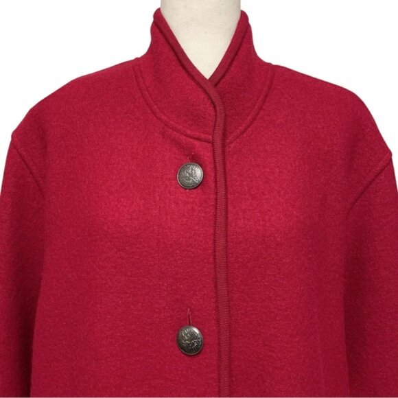 Geiger Austria Vintage Red Boiled Wool Full Length Classic Overcoat Size 36 - Picture 3 of 15